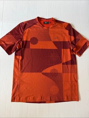 Rapha Trail Technical Cycling T-Shirt Geometric Orange Brown Size M